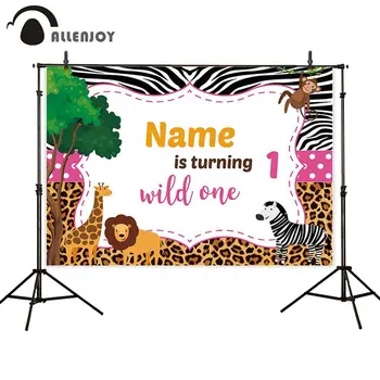 

Allenjoy Wild One Party Decor Zebra Lion Pattern Texture Dot Giraffe Monkey Tree Wallpaper Baby 1st Birthday Jungle Backdrops