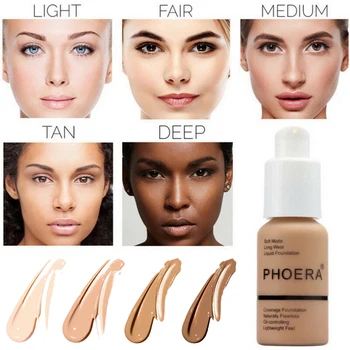 

Phoera Matte Liquid Foundation Base Makeup Face Cosmetics Oil Control Natural Concealer Full Coverage Foundation Dropshipping
