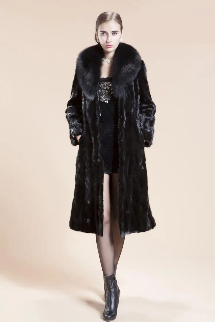 Осенняя и зимняя куртка из искусственного меха, Женский Тренч, имитация норки, шуба, женское меховое длинное пальто, верхняя одежда, S-4XL, черный