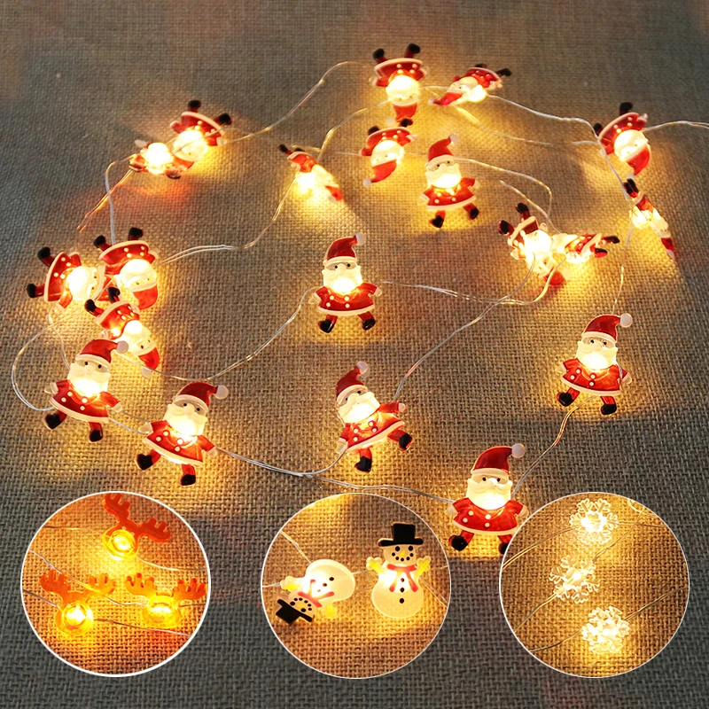 2M Christmas Santa Claus Snowman Snowflake Xmas Tree LED Light String Garland Ornament Christmas Home Decorations New Year Gift christmas decorations