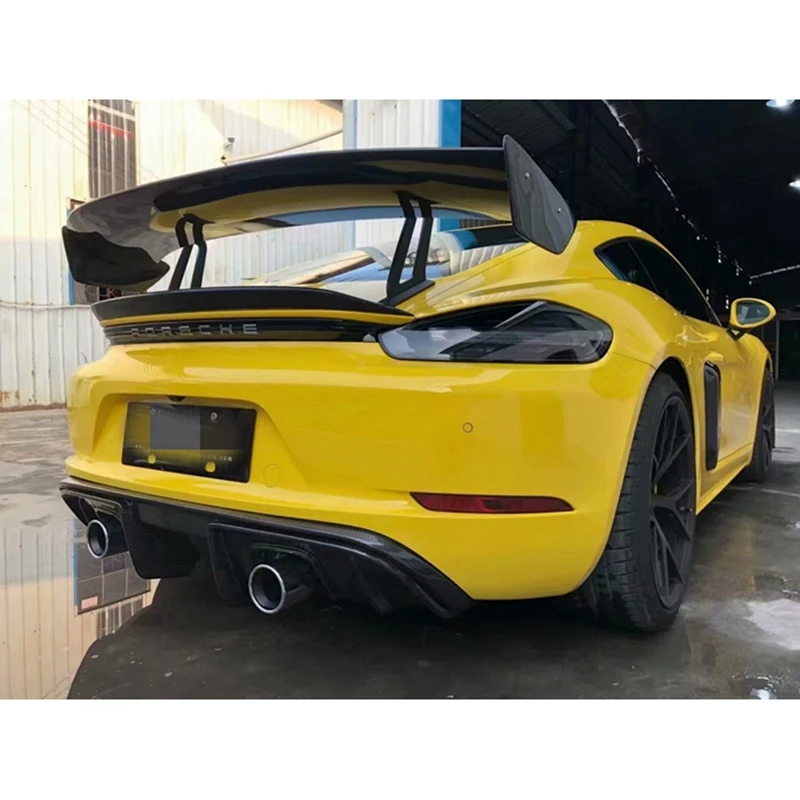 

carbon fiber Rear Spoiler Boot lip Tail Wings FOR Porsche Cayman 981 986 987 718 GT4 GT 2016 2017 2018 2019 External Decoration