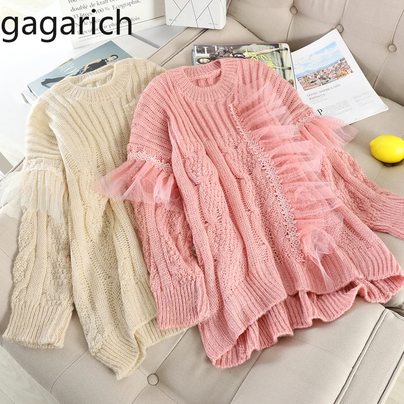 Gagarich Sweater Women 2019 Autumn New Korean Style Loose Slim Fairy Pullover Stitching Sueter Mujer Invierno |