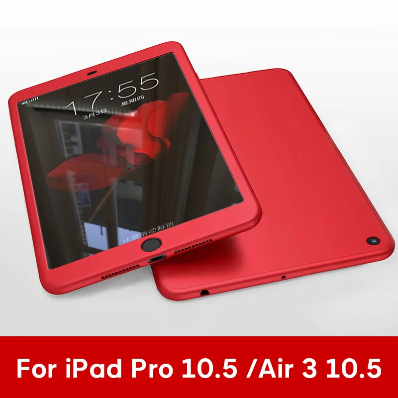 Чехол для iPad Air 1 2 3 iPad mini 4 5 для iPad Pro 10,5 силиконовый 360 всего тела крышка+ Стекло для iPad 9,7 5th 6th чехол - Цвет: Pro 10.5 Air 3 RD