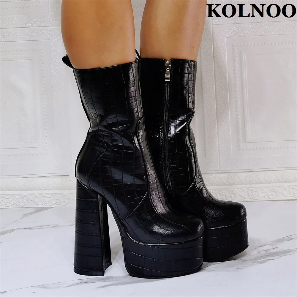 

Kolnoo New Real Pictures Women 15cm Super Heel Boots Sexy Platform Classic Xmas Party Ankle Boots Evening Fashion Winter Shoes