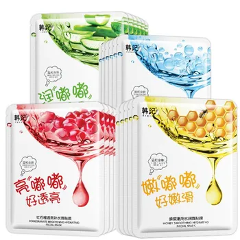 

10Pcs HANKEY blueberry Honey Aloe Pomegranate Hyaluronic Acid Facial Mask anti-wrinkle Nourishing Face Masks Skin Care product