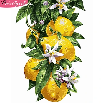 

Oil Painting By Number Lemon Fruit HandPainted Kits Drawing Canvas DIY Pictures Food Home Decoration Art Gift VA-0817
