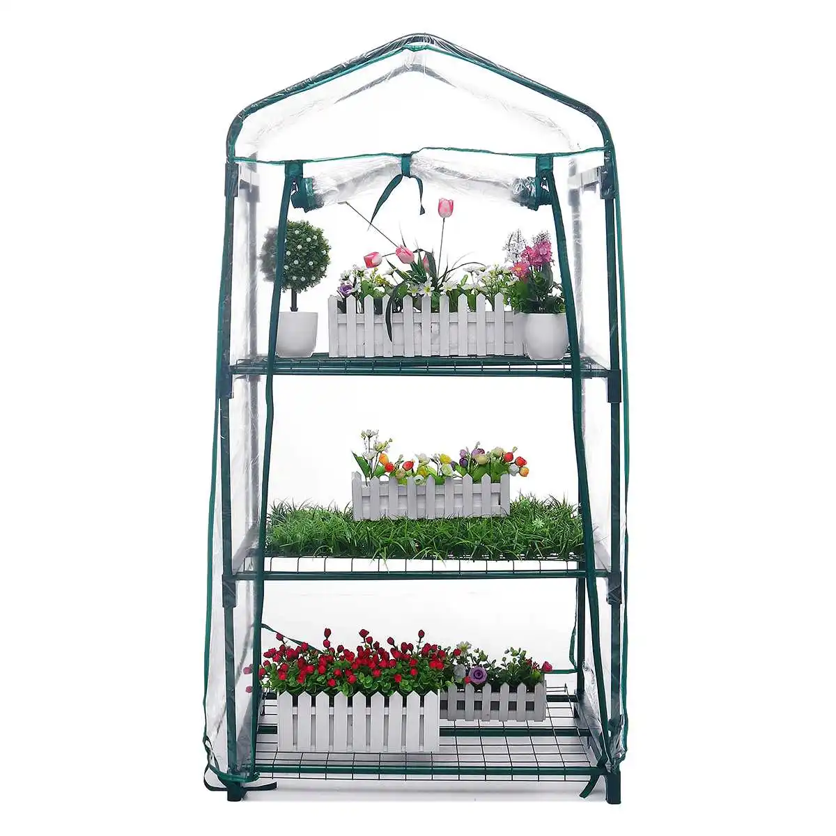

Mini Garden Greenhouse 3 Layers Home Outdoor Flowers Gardening Winter Plant Shelves Vegetables Warm Room Shelter 69x49x126cm