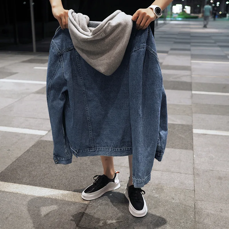 

Japanese-style Hooded Jacket Men Korean-style Loose-Fit Students Coat Men's Trend Versatile Handsome Denim Coat