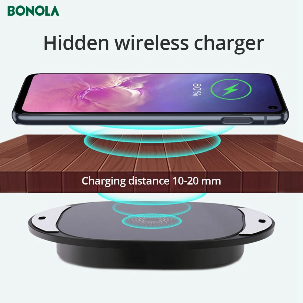 Bonola Qi Invisible True Wireless Charger Long distance 25MM Wireless Charging Base for iPhone