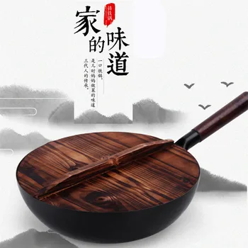 

China Health Preservation Pot Household Uncoated Pure Handmade Stick Wok Gas Stove Special Cooking Pot