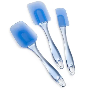 

3pcs/set Blue Transparent Silicone Cake Spatula Resistance High Temperature Silicone Scraper Cake Baking Tools
