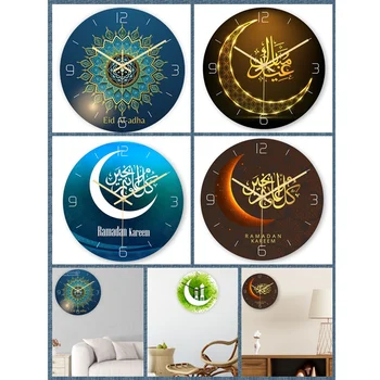 

Modern Design 3D Acrylic Muslim Wall Clock Living Room Mute Electronic Frameless Clocks Ramadan Decorations for Home Eid Mubarak
