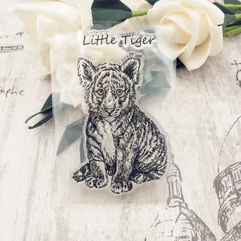 

Hot 6*9cm Cute tiger Transparent Clear Stamps / Silicone Seals Roller Stamp for DIY scrapbooking photo album/Card Making