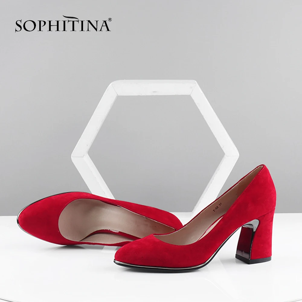 SOPHITINA/модные туфли лодочки на каблуке с металлическим дизайном
