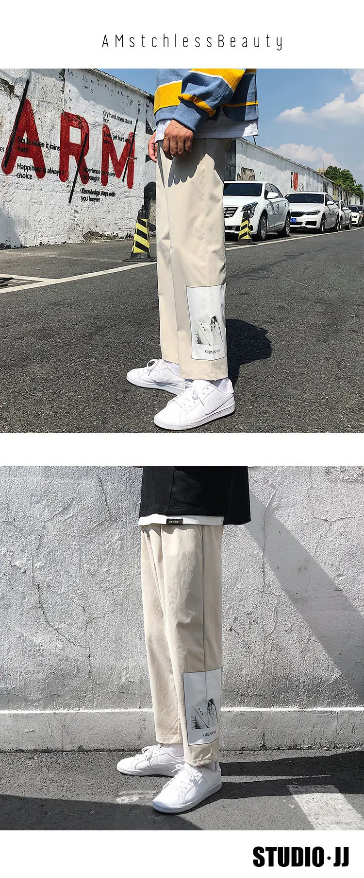 Autumn New Pants Men Fashion Printing Solid Color Casual Trousers Man Streetwear Wild Hip Hop Loose Straight Trousers M-5XL