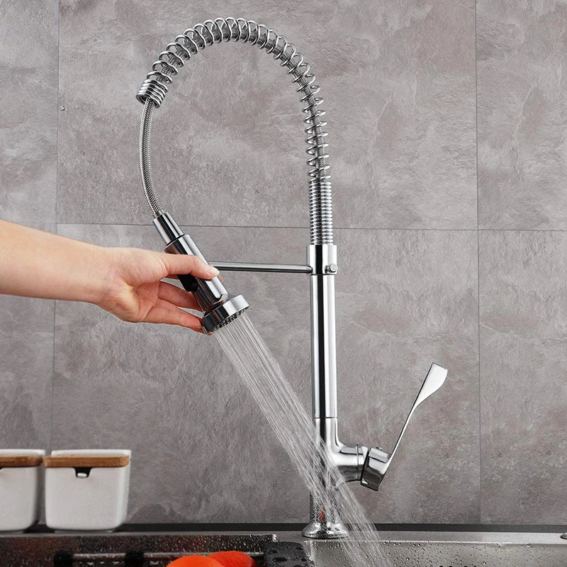  Gavaer Spring Pull Down Kitchen Faucet Nozzle Dual Mode Water Mixer Single Handle Hot Cold 2 Outlet - 4000109801289