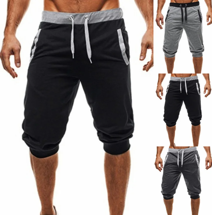 Nueva moda para Hombre Pantalones cortos Jogger Slim Casual pantalones cortos Harem pantalones casuales de algodón pantalones cortos de verano de los hombres Pantalones