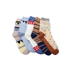 Factory New Direct Sales Geometric Striped Tube Cotton Socks Amazon Hip Hop Ins Hot Sale Unisex Quarter Sock