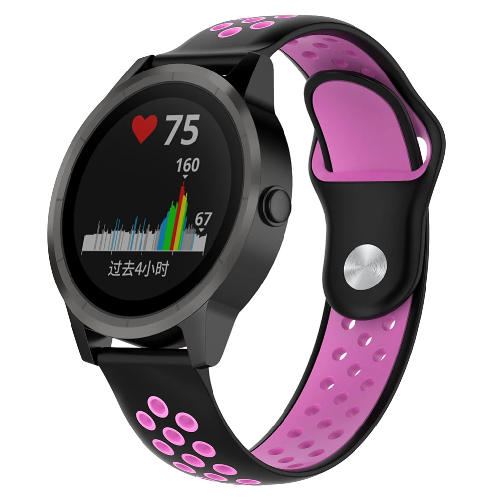 Для Garmin Vivoactive3 HR Music Forerunner245M двухцветный резиновый ремешок 20 мм ремешок для наручных часов Smartwatch аксессуары