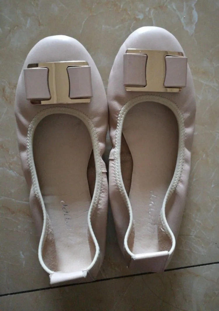 Plus Size 34-43 Ballet Flats Shoes Women Genuine Leather Spring Summer Lady Nurse Shoes 2018 Metal Decoration Woman Loafer Shoes (14)