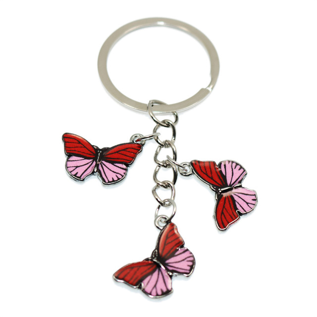 Styles Enamel Colorful Butterfly Pendant Keychain Insects Car Key Rings Women Bag Accessories Jewelry Christmas Xmas Gifts