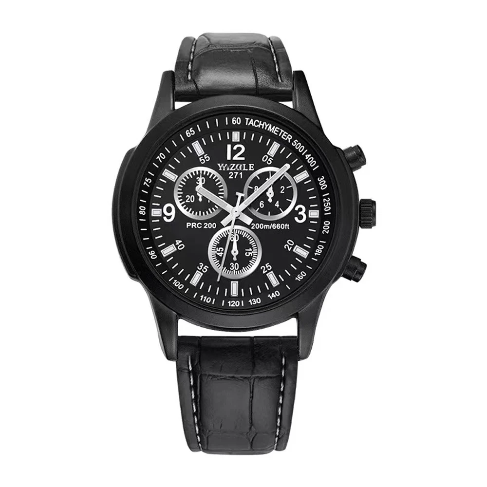 Orologio Da Uomo Classico Al Quarzo Con Cinturino In Pelle – Quadrante Nero Con Numeri Arabi, Leggibile, Casual E Business - 5