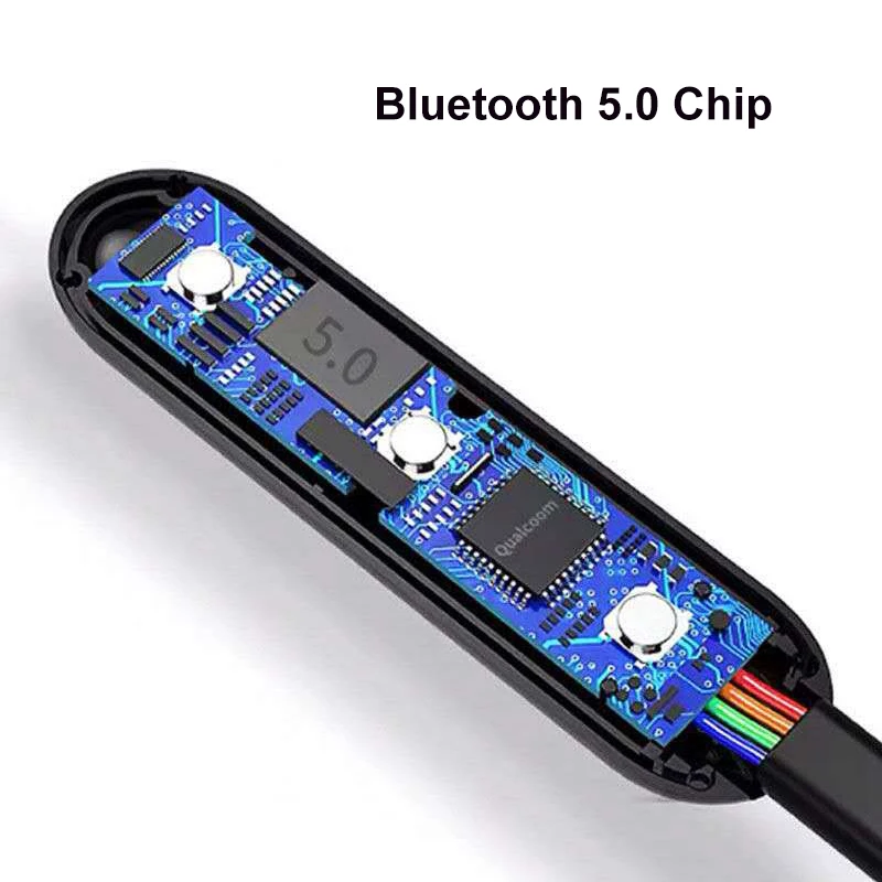 Спортивные bluetooth-наушники HCQWBING, bluetooth-гарнитура на шею, 5,0 басов, водонепроницаемые наушники, встроенный микрофон