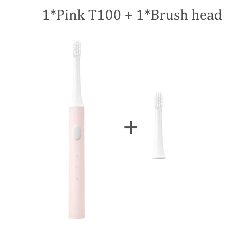 Новая электрическая зубная щетка Xiao mi jia T100 mi Smart 46 г, 2 скорости, звуковая зубная щетка, отбеливание, уход за полостью рта, зубная нить - Цвет: Pink add 1head