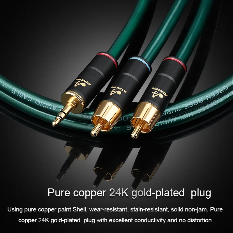 HIFI OCC 3.5mm 잭-2RCA Male 분배기 Aux 케이블 HiFi 휴대 전화-전력 증폭기 오디오 케이블 3.5mm-2rca 케이블