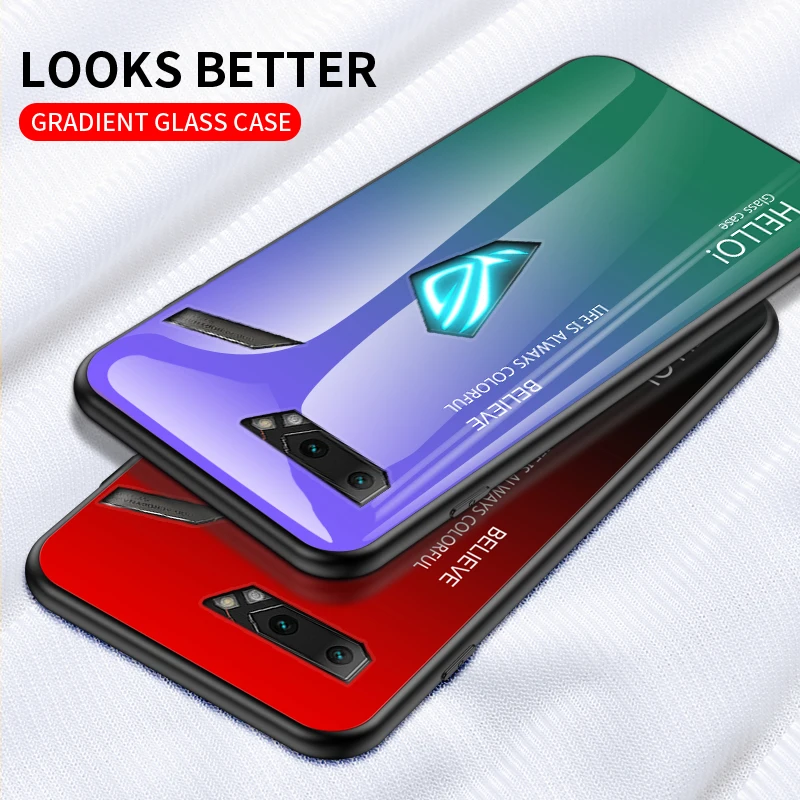 Для Asus ROG Phone 2 Чехол из закаленного стекла с градиентом чехол для Asus ROG Phone 2 ZS660KL градиентный цвет глянцевая стеклянная Защитная крышка