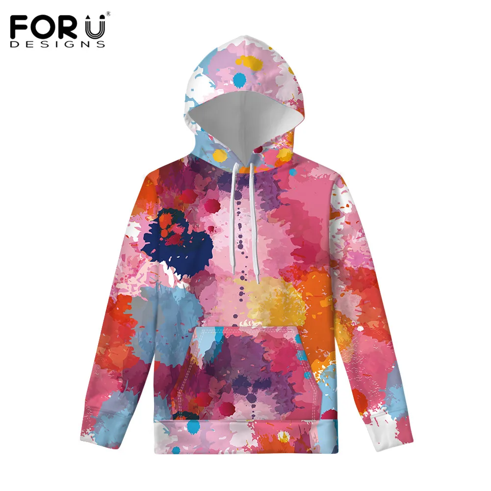 FORUDESIGNS/3D брызги чернил красочные принты Вэнь кепки толстовки граффити повседневное подростков толстовка с капюшоном мужские пальто толстовки - Цвет: YSF0097Z72M