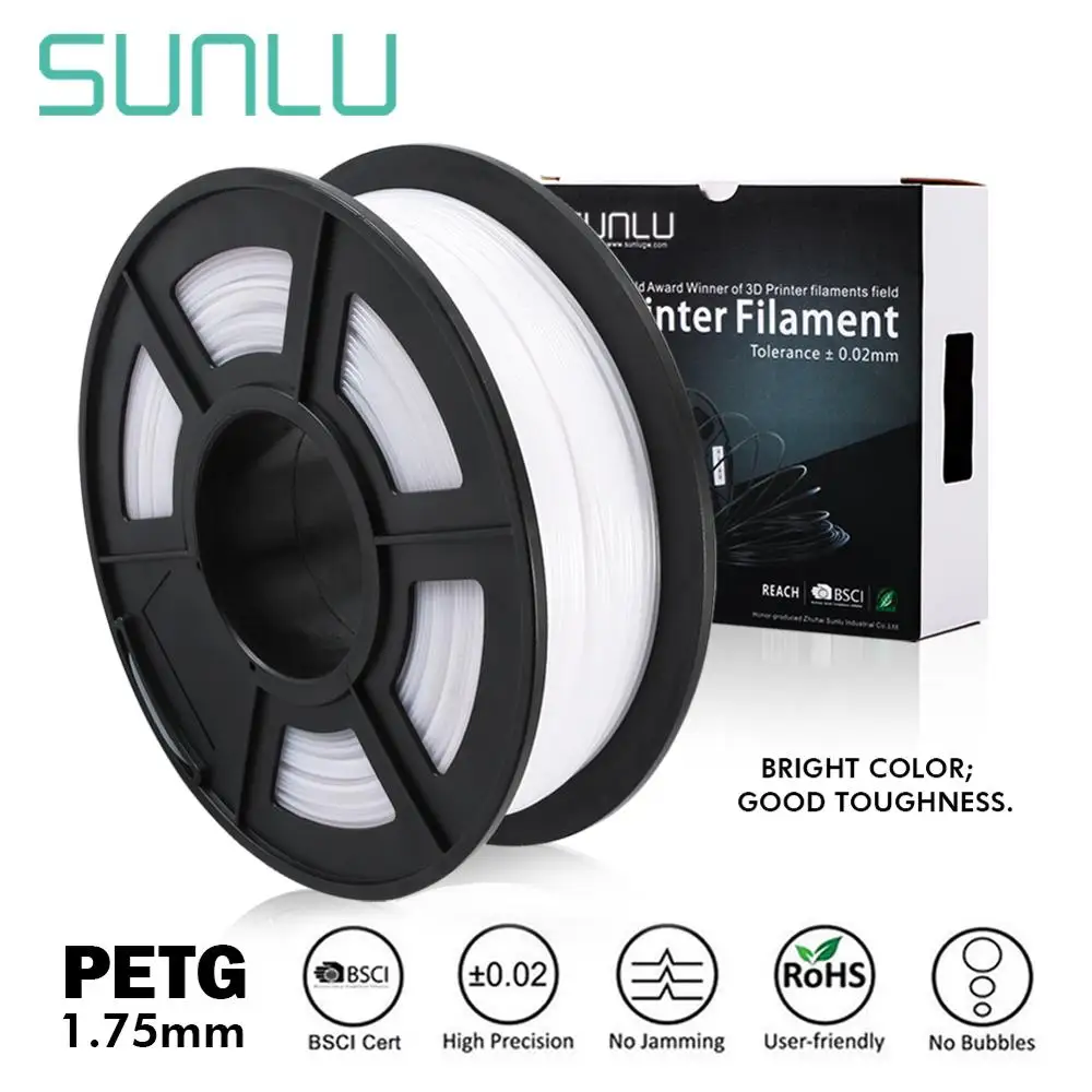 

SUNLU PETG 3D filament 1.75mm 1KG 2.2lb full color PETG 3D Printer Filament Dimensional Accuracy +/- 0.02 mm 1 kg Spool 1.75 mm