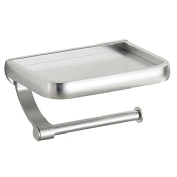

Toilet Paper Holder with Shelf, Anti-Rust Aluminum Toilet Roll Holder with Phone Shelf for All Mobile Phone, Wall Mounted Bathro