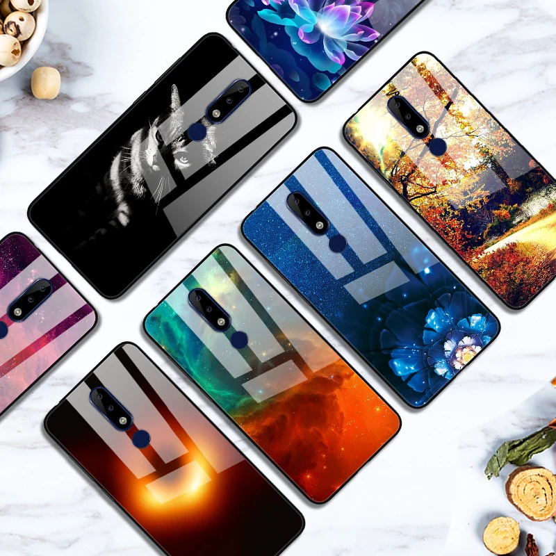 Для Nokia 5,1 Plus Чехол Жесткий закаленного стекла задняя Распечатать Чехол для Nokia 5,1 Plus X5 X 5 5,1Plus чехол Nokia5.1 Plus бампер