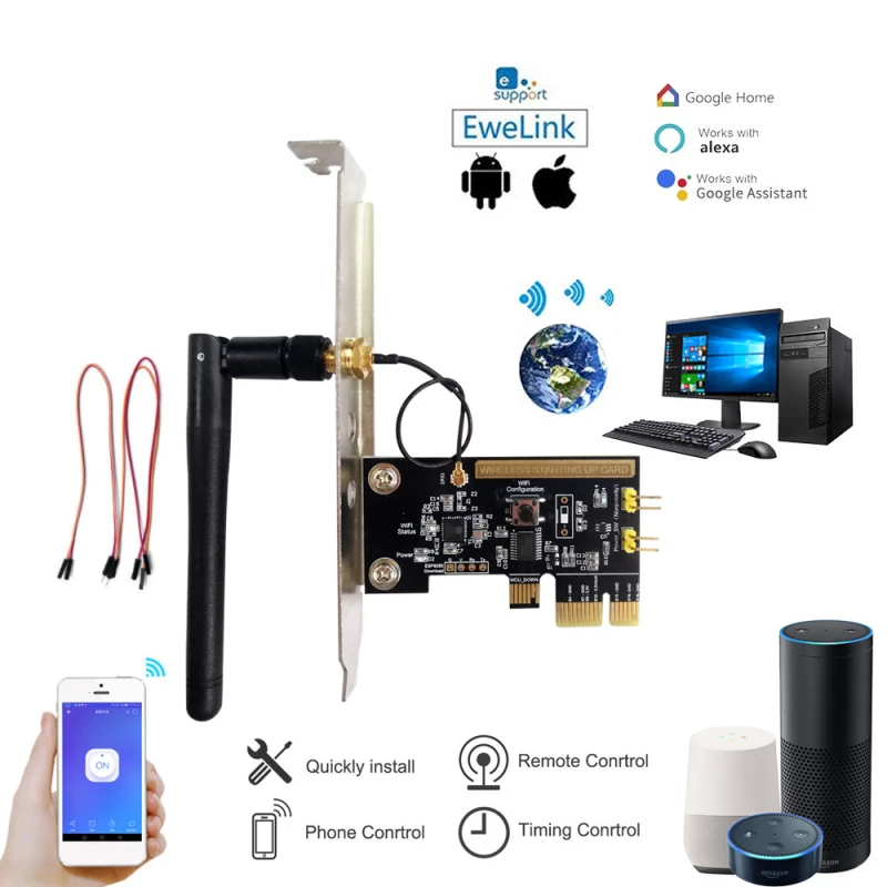 Snart overdrive Accord Ewelink Mini Pci-e Desktop Pc Remote Control Switch Boot Card Wireless Wifi  Switch For Computer Work With Alexa Google Home - Automation Modules -  AliExpress