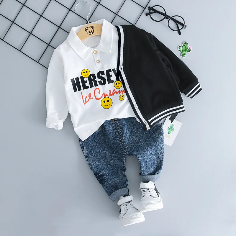 Newborn Baby Clothes Autumn Winter Baby Boys Clothes Cardigan+T-shirt+Pants 3pcs Outfit Suit Infant Clothing For Baby Set