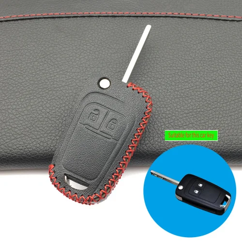 Высокое качество кожи кожаный чехол для ключей для Chevrolet Cruze fit Buick Opel Vauxhall Astra Corsa Antara Meriva Insignia fob - Название цвета: 2 buttons black