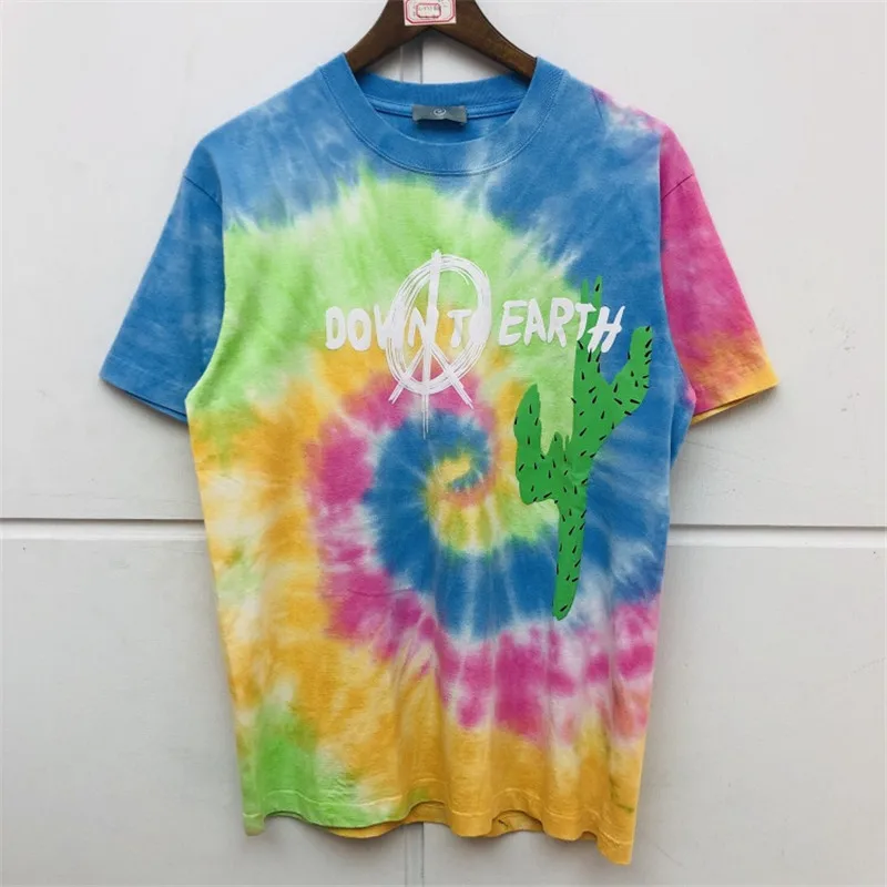 Трэвиса Скотта Tie Dye Tee Astroworld футболка для мужчин и женщин модная повседневная
