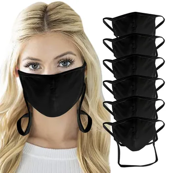 

Mascarilla Black Masks Washable Adult Face Mask Fashion Mouth Mask Drinking Mask With Hole For Straw Mouth Caps Washable