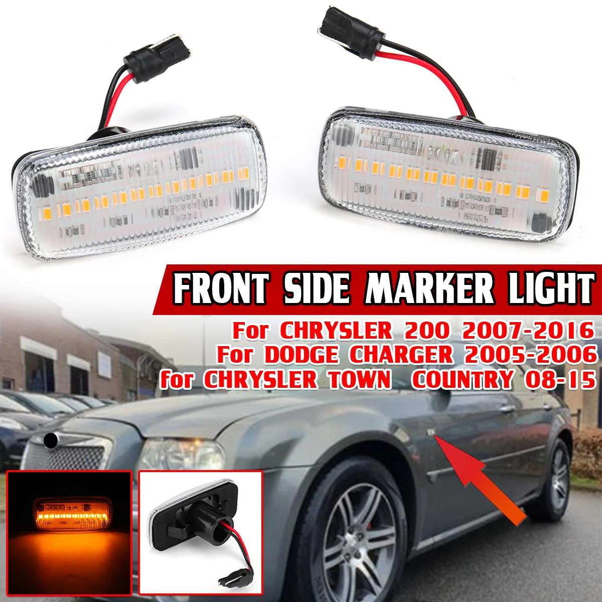 2pcs LED Turn Signal Light For Chrysler 200 300C Sebring for Dodge Caliber Nitro Lancia Flavia Jeep Compass Side Marker Lights | Автомобили