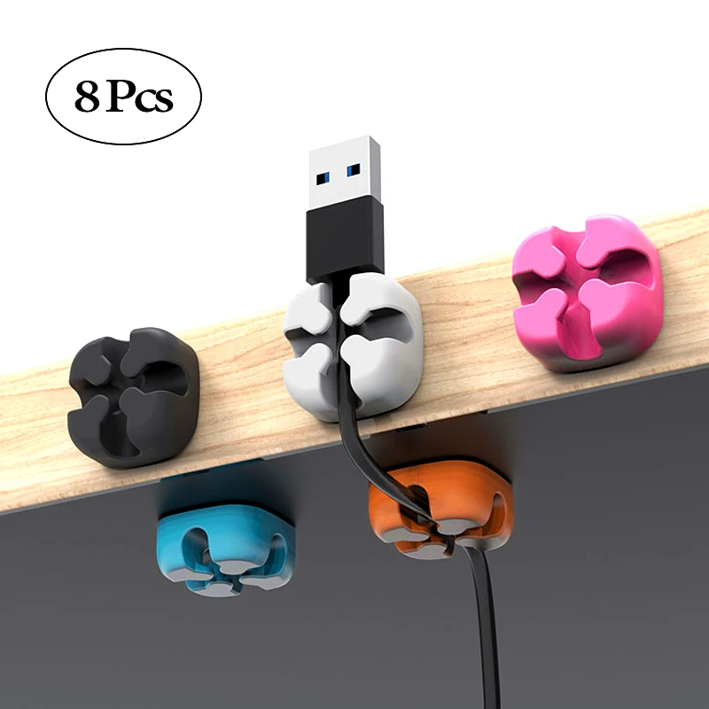 

Self Adhesive Cable Clips Winder Holder USB Management Organizer Earphone Silicone Desktop Wire Cord For Keyboard Headset 5 PCS
