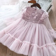 Платье принцессы для девочек с объемными маленькими лепестками цветов; Детские платья с рукавами в виде листьев лотоса; детская одежда;