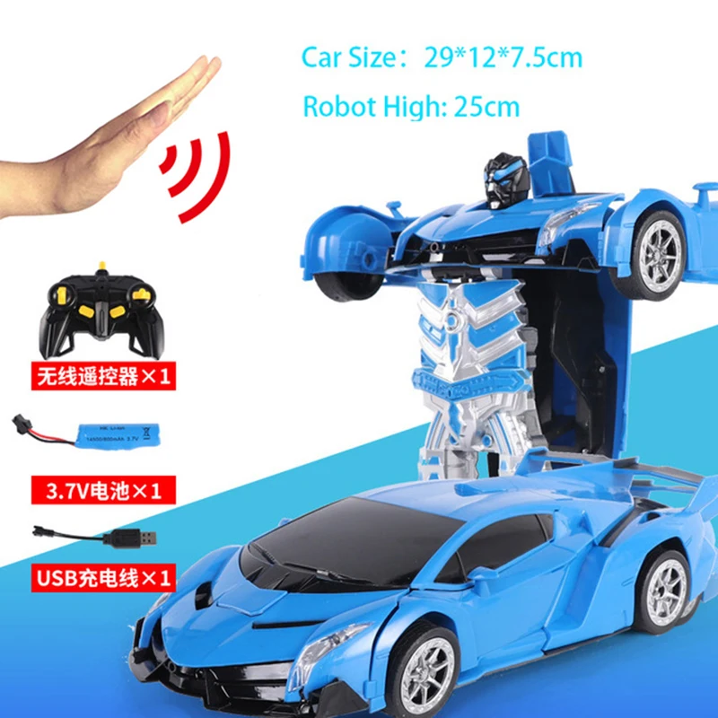 1:14 RC Car 29CM Music 2.4Ghz Induction Transformation Robot Deformation Gesture Sensing Remote Control Car Toy for Children B04