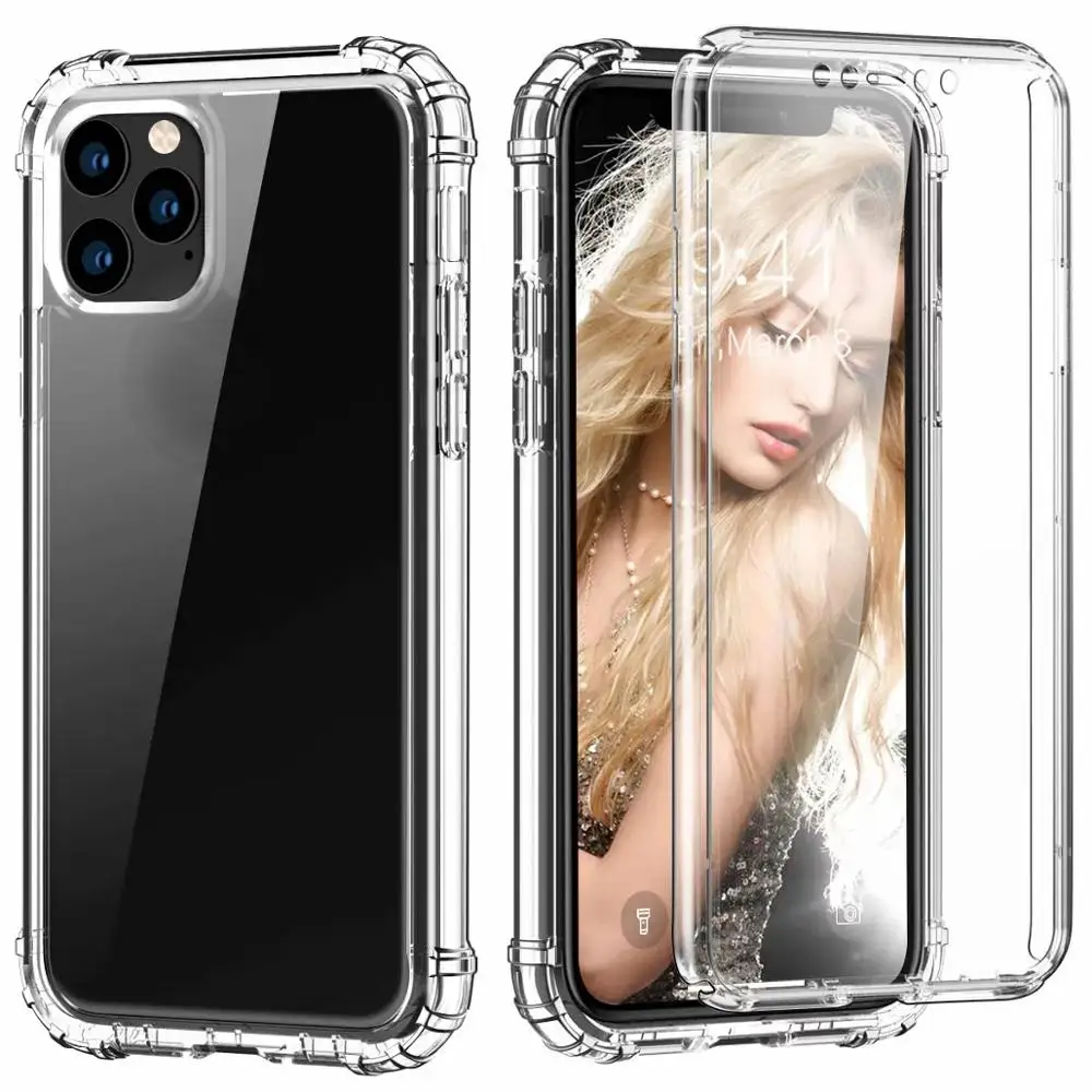 Для Iphone 11 Max samsung Note 10 Note10 Pro противоударный Прочный ПК акрил+ Мягкий ТПУ чехол+ ПЭТ протекторы экрана двухсторонняя 50 шт