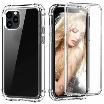 

For Iphone 11 Max Samsung Note 10 Note10 Pro Shockproof Hard PC Acrylic+Soft TPU Case+PET Screen Protectors Double-sided 50PCS