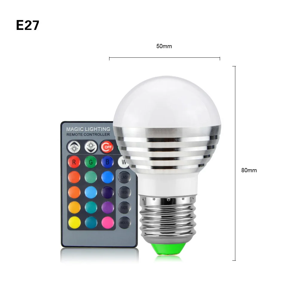 night light lamp E27 E14 LED 16 Color Changing RGB Magic Led Bulb Dimmable LED Lamp 110V 85V-265V Spotlight with 24 Key IR Remote Control night lamp for bedroom wall Night Lights