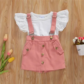 

2020 summer Newborn Toddler Kids Baby girls casual clothes short sleeve belt skirt sunsuit Outfits