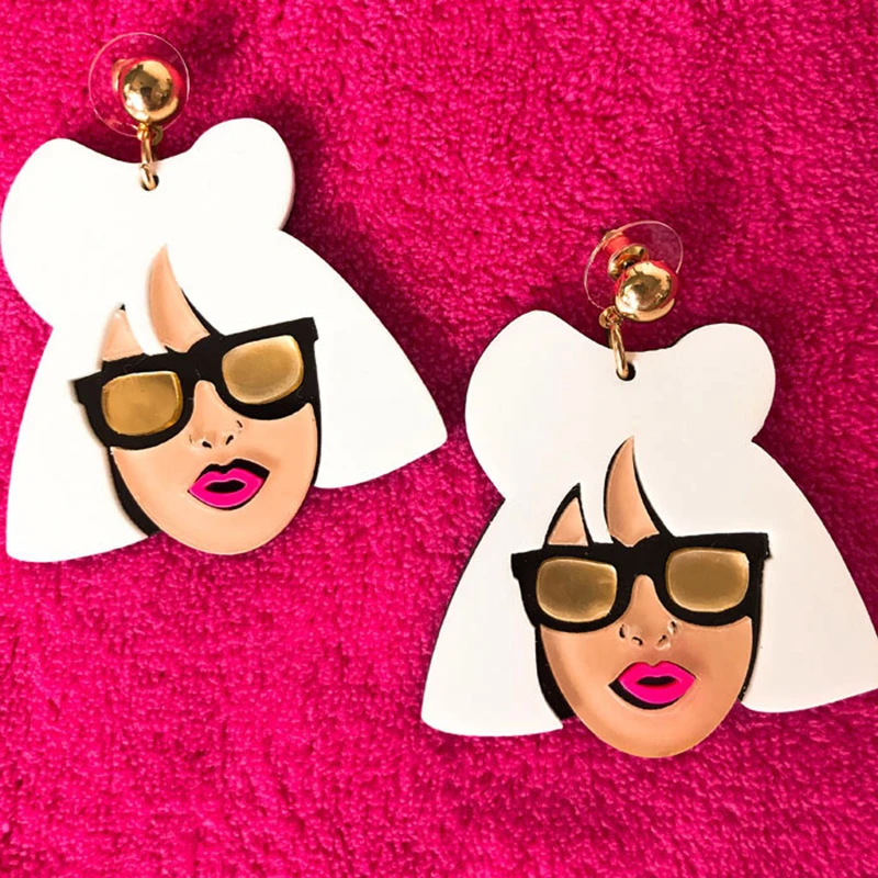 YAOLOGE Europe America Fashion Summer Acrylic Cute Girl Big Earrings Punk Hip-Hop Long For Women Party Club Jewelry | Украшения и