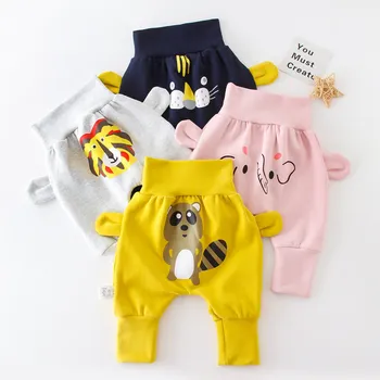 

Casual Cotton High Waist Trousers Infant Baby Spring Pp Pants Cartoon Animal Print New Born Baby Boys Girls Pants