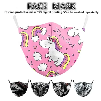 

4D Stereo Printing Adult Unisex Unicorn Cartoon Face Breathable Cotton Windproof Dustproof Anti-pollution Reusable Anime Mask